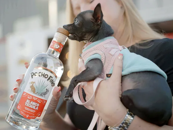 Vinnie with a bottle of tequila